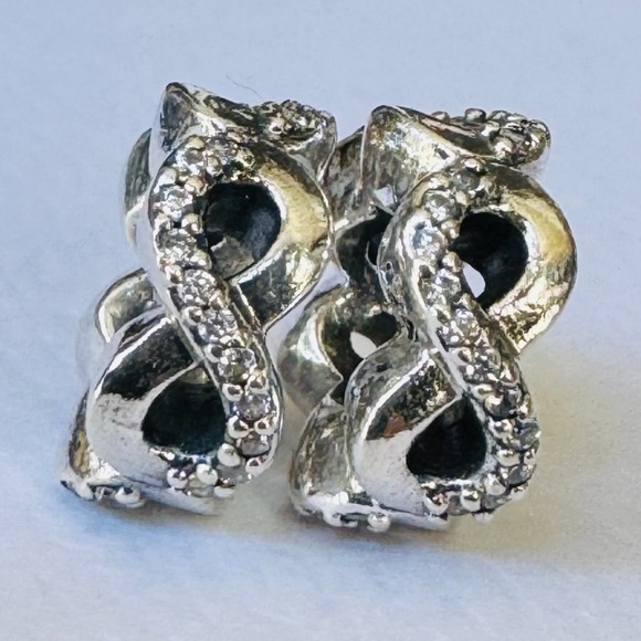 PAIR❗️ Pandora Infinite Love Clear CZ & Sterling Silver 925 Spacers Charms - Picture 4 of 7